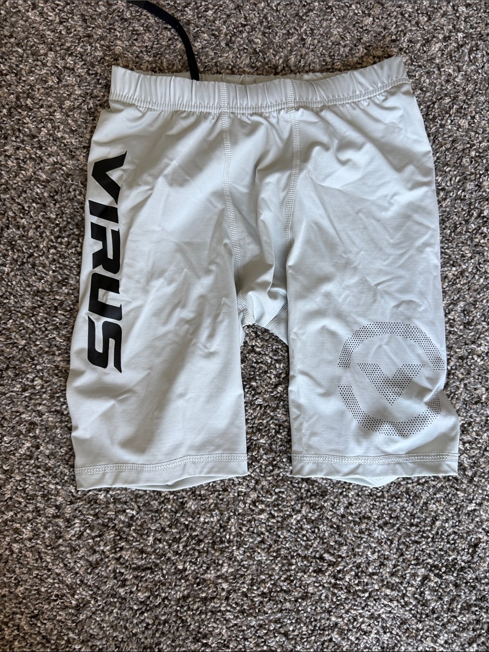 Virus Men’s Athletic Compression Shorts - Light Gray with Black Logo Size S